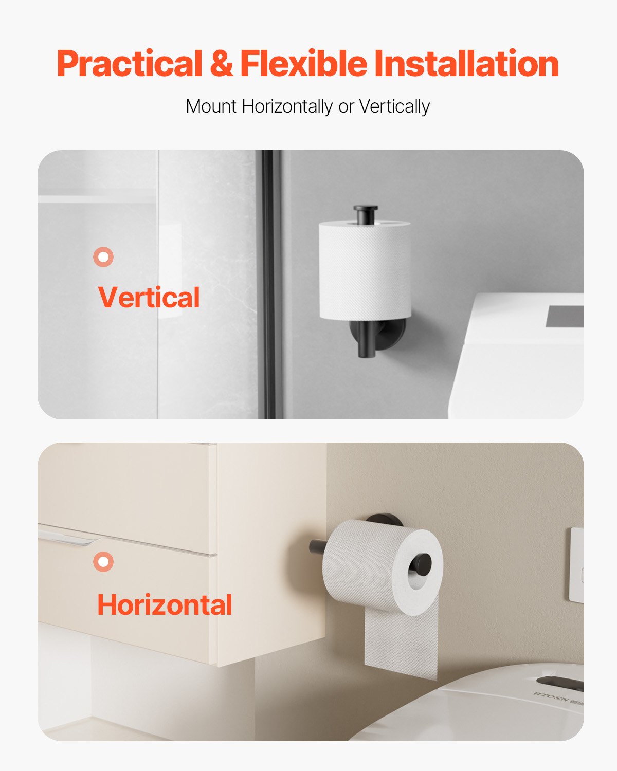 Toilet Paper Holder, Fits Mega Rolls Size, Premium Stainless Steel Rustproof Material, Wall Mounted With Screws, Toilet Roll Tissue Holder For Bathroom, Washroom, Kitchen, Matte Black