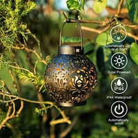 HOMEFISH Outdoor Solar Iron Art Hanging Light Hollow LED Waterproof Landscape Projection Lamp for Garden Decor