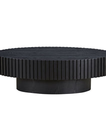Modern Handcraft Drum Coffee Table Length 43.7 Inch Ellipse Coffee Table For Living Room,Oval Small Coffee Table With Sturdy Pedestal,Black MDF