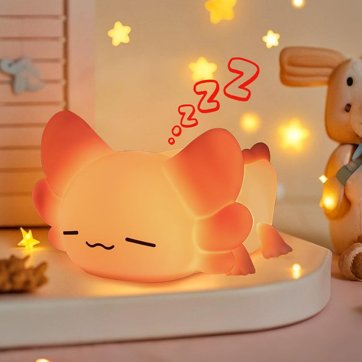 Night Light for Kids Lamp, 16 Colors Lamp Cute, Dimmable Baby Night Lights for Nursery,Silicone Rechargeable Nightlight for Kids Room, Kawaii Room Decor (Axolotl)