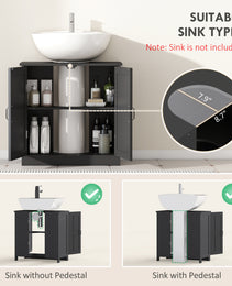 Bathroom Sink Cabinet, Pedestal Sink Cabinet with Adjustable Shelf, Black