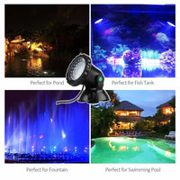 12V Submersible Pond Light Multi-Color Aquarium Spotlight for Garden Fountain Fish Tank RGB LED Lighting with Remote Controller