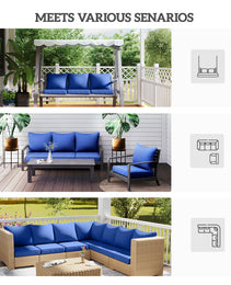 8 Patio Chair Cushions with Seat & Backrest, Fade Resistant Seat Replacement Cushion Set, Navy Blue