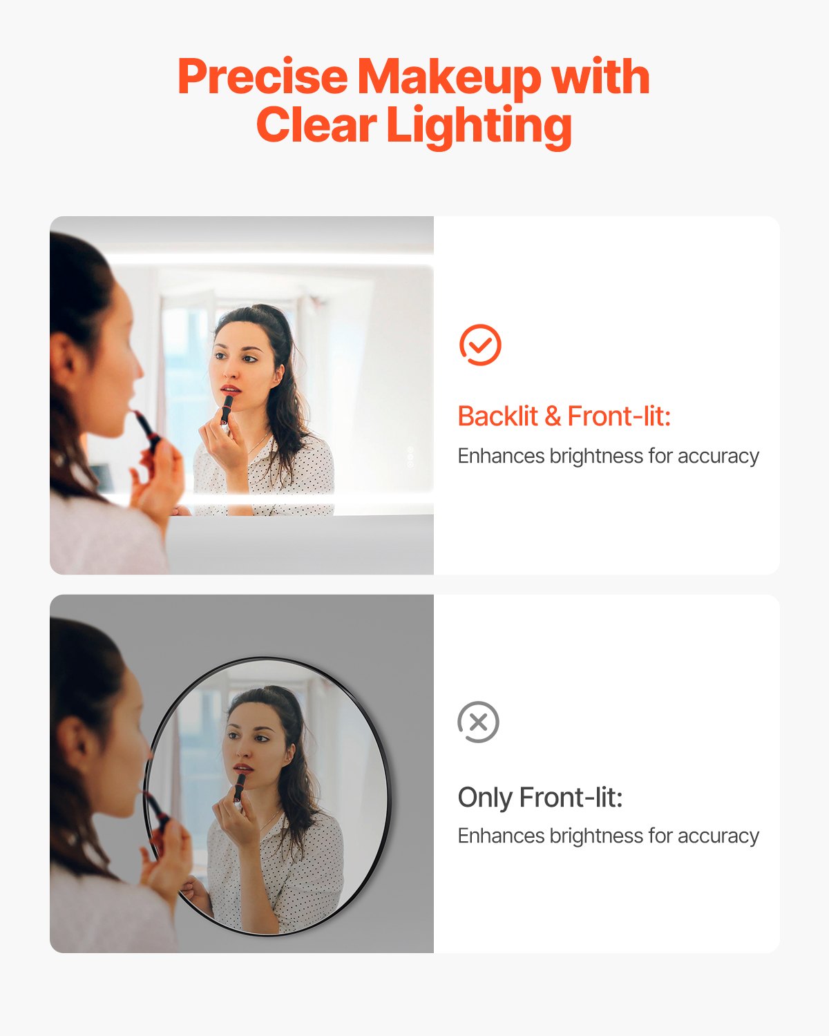 LED Bathroom Mirror 3 Colors Anti-fog Wall Mounted Vanity Mirror 36 X 72 In