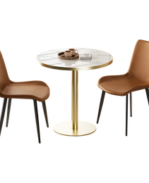 Round Modern Dinning Table 31.5 Inches Bistro Table Tulip Table With Faux Marble Top,Easy Assemble,Sturdy Metal Frame Diameter