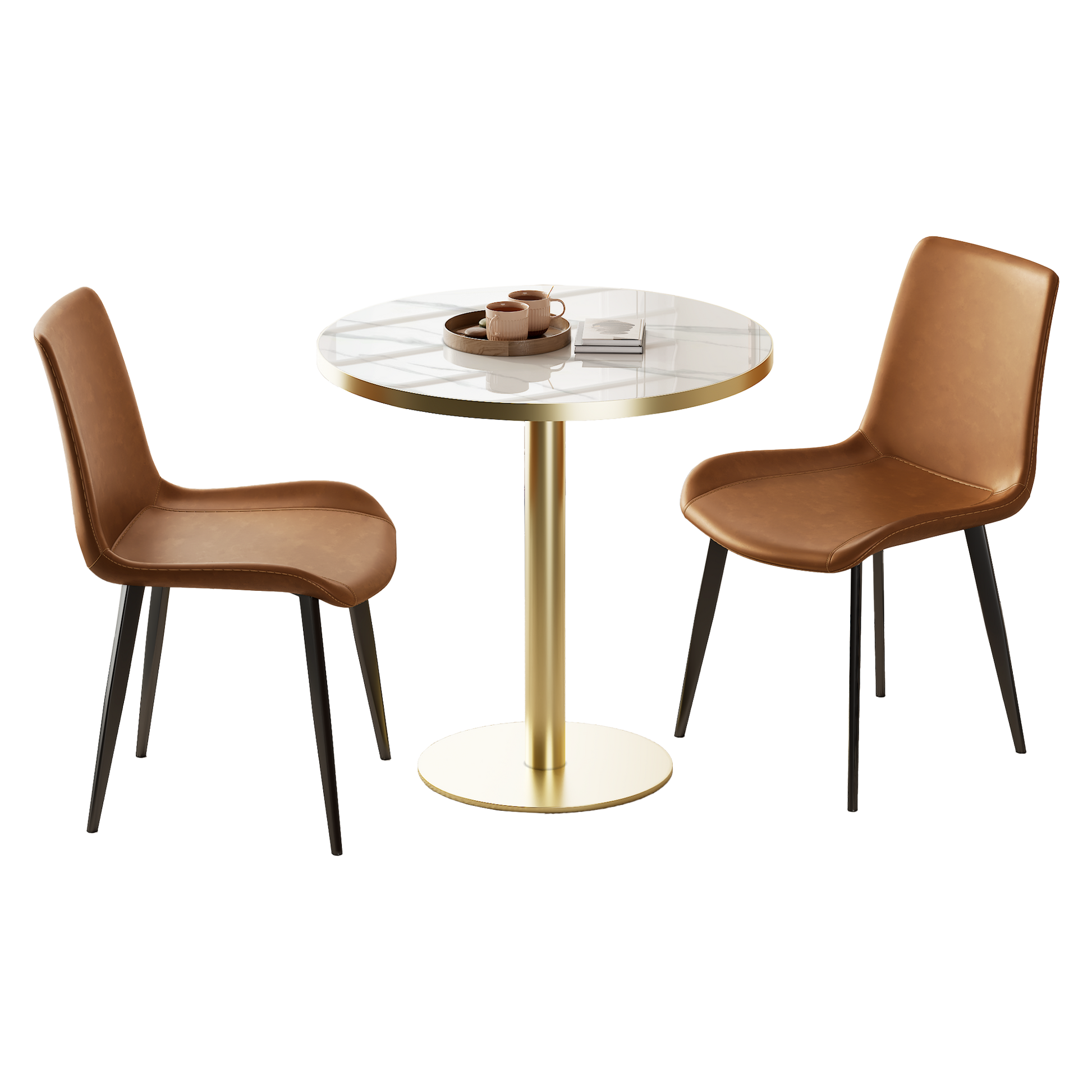 Round Modern Dinning Table 31.5 Inches Bistro Table Tulip Table With Faux Marble Top,Easy Assemble,Sturdy Metal Frame Diameter
