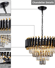 20-Inch Ultra Modern Crystal Chandelier Smoke Gray