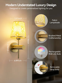 Battery-Powered Wall Light, Rechargeable Wireless Wall Light, 12 Rgb and 3Cct Dimmable, Wall Light with Remote Control, Suitable for Bedroom, Living Room, Hallway