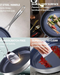 Titanium Alloy Stainless Steel 10-inch PFAS-Free PFOA-Free Non-Stick Pan Dishwasher-Safe Oven-Safe Suitable For All Stovetop Cookware