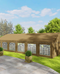 20’ x 40’ Party Tent, Outdoor Canopy Tent with Removable Sidewalls, 12 Windows for Parties, Wedding, Events, BBQ, Brown
