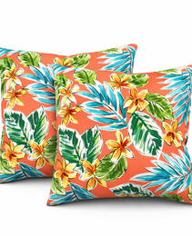 2 Pack Outdoor Throw Pillows, Waterproof & Fade-Resistant Patio Cushions For Garden, Porch, Poolside Furniture - Soft & Comfortable Decorative Pillow Covers 18x18 Inch, Bright Coral Pink