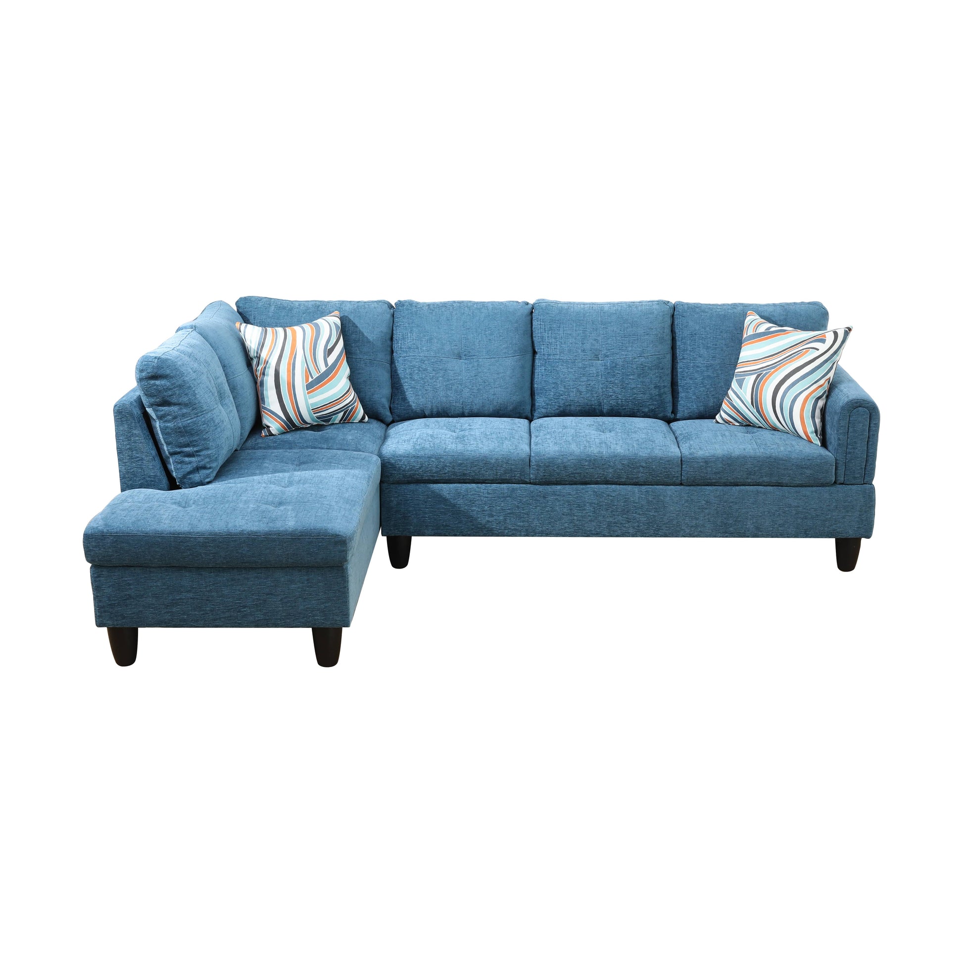 Pickup Only--Blue Flannel 3-Piece Living Room Sofa Set