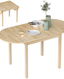 55" Wood Kitchen Table, Drop Leaf Tables for Small Spaces, Natural