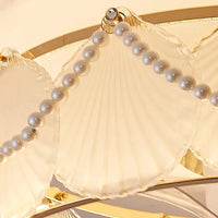 2025 Modern Oscillating Ceiling Fan Light French Cream Style Creative Feather Shell Smart Home Living Room Bedroom Dining Room L