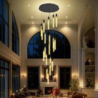 5-Lights Rectangular Pendant Lights for Kitchen Island Black Linear Crystal Chandelier Modern Chandeliers for Kitchen Island Dining Room