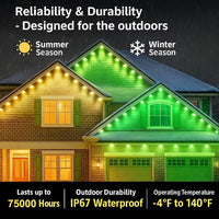 Smart RGB Eave Lights App & Remote IP67 Permanent Outdoor LED String Lights Home New Year Christmas Birthday DIY Lighting