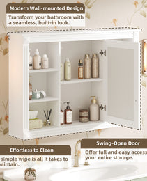 42 Wall Mounted Bathroom Storage Cabinet, Medicine Cabinet, Modern Bathroom Wall Cabinet With Mirror, Mirror Cabinet With 6 Open Shelves Not Include Bathroom Vanity