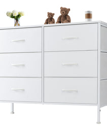 Tall Dresser Fabric Storage Tower ,Wooden Top For Kid Room, Closet, Entryway, Nursery