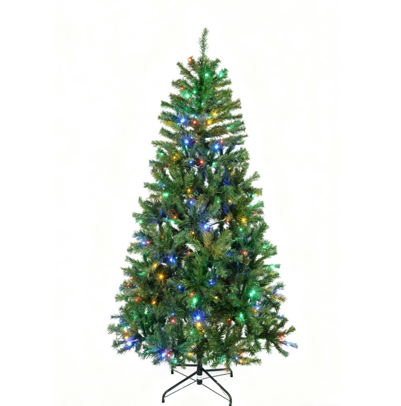 6-ft Pre-Lit Green Christmas Tree – Colorful Lights