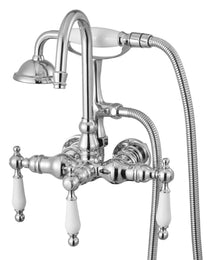 Clawfoot Tub Faucet, Wall-Mounted Bathtub Faucets With Handheld Shower, Polished Chrome Clawfoot Tub Filler Faucet Shower Kit With 59" Long Hose & Gooseneck Spout, Modern & Vintage For Bathtubs