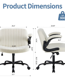 Office Chair With Wheels, Wide-leg Cross-style Desk Chair, Adjustable Rotating Chair With Flip-up Armrests