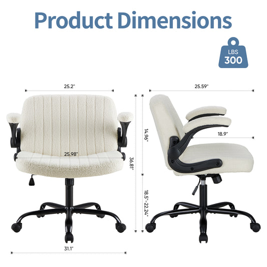 Office Chair With Wheels, Wide-leg Cross-style Desk Chair, Adjustable Rotating Chair With Flip-up Armrests
