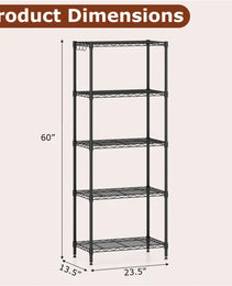 5-Tier Heavy-Duty Metal Wire Shelving, 750 LBS Total Load With Multi-Grade Per Shelf Capacity For Garage & Kitchen