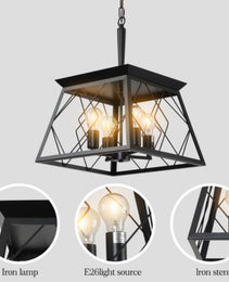 4 Lights Farmhouse Chandelier For Dining Room Black
