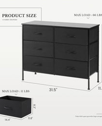 Tall Dresser Fabric Storage Tower ,Wooden Top For Kid Room, Closet, Entryway, Nursery