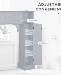 Over-the-Toilet Storage Cabinet – Freestanding Bathroom Organizer with Adjustable Shelves & Doors (Gray)