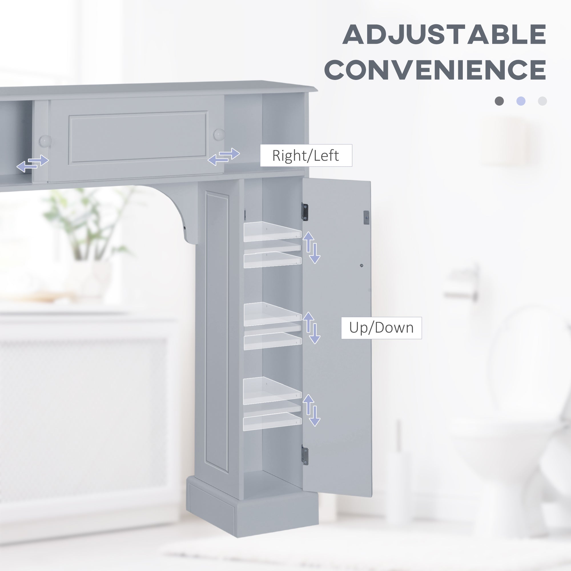 Over-the-Toilet Storage Cabinet – Freestanding Bathroom Organizer with Adjustable Shelves & Doors (Gray)