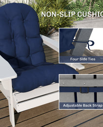 Adirondack Chair Cushions Set of 2, Tufted High Back Patio Non-Slip Cushions for Adirondack Chairs, Navy Blue