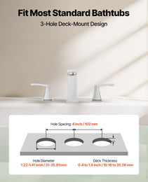 Roman Tub Faucet, 3 Hole Waterfall Bathtub Faucet, Bath Tubs Faucets Set With 2 Handles, Roman Tub Faucets Deck Mount For Pet Washing, Baby Care, Adult Bathing, Silver, Right-Angle Tub Faucet