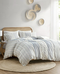 Full Queen Cotton Printed Duvet Cover Set With Chenille