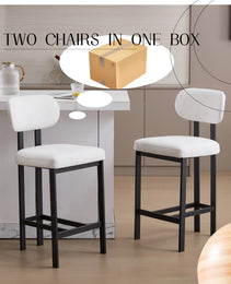 Bar Stools Set Of 2, 26 Inch Modern Upholstered Fabric Counter Height Barstools, Kitchen Island Chairs With Black Metal Legs For Dining Room Kitchen Island Bar