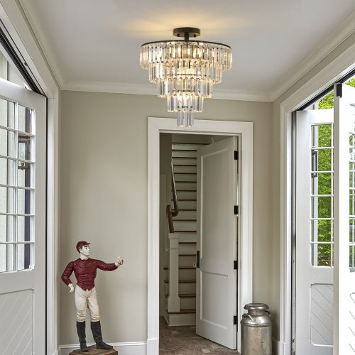 Large Black Crystal Chandelier, Contemporary Style Chandelier
