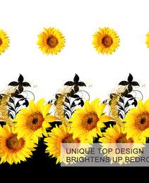 3 Pieces Black And White Background Sunflower Duvet Cover Set Yellow Flower Polyester Bedding Set For Adults Bedroom Decor Twin Full Queen King Size