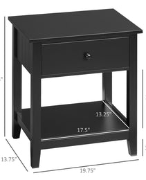 End Table, 2-tier Side Table With Drawer And Storage Shelf, Modern Sofa Side Table For Living Room, Black