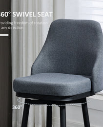 Modern Bar Stools, Set Of 2 Swivel Kitchen Chairs, Dark Gray
