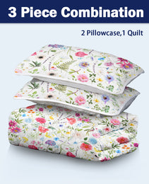 Red Floral Quilt 3 Pieces Microfiber Quilt Sets Lightweight Bedspreads Botanical Coverlets Quilt Bedding Set All Season Quilts Twin Full Queen King Size
