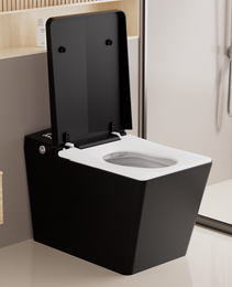 Square Smart Toilet with Built-in Tank – Luxury Bidet Toilet with Remote Control, Heated Seat, Auto Flush & LED Display (Matte Black)