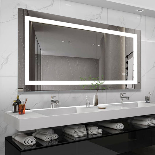 72  X 36 LED Bathroom Mirror With Anti-Fog And Touch Sensor -Modern Frameless Lighted Wall Mirror For Bathroom Vanity, Shower Room, Or Dressing Area