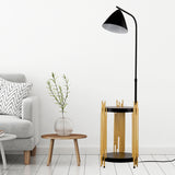 Luxury Shelves Floor Lamp For Living Room With Metal Lampshade, Standing Lamp Tall Industrial Floor Lamp Reading For Bedroom, Office E26 No Included Bulb -Matte Gold Matte Black - CJDS