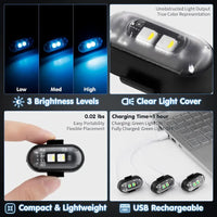 RGB Led Aircraft Strobe Light Remote Wireless Motorcycle Flash Light Warning Lights for Bike Car Multifunctional