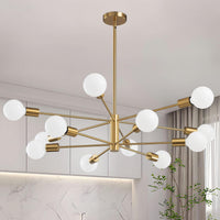 Modern Chandeliers for Dining Room, Black and Gold Chandelier Ceiling Light Fixture 6-Light Sputnik Chandeliers Mid Century Chandeliers for Living Room,Kitchen Island,Bedroom,Foyer