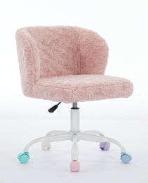 A&A Furniture Office Chair,Artificial Rabbit Hair Home Office Chair With Metal Base,Adjustable Desk Chair Swivel Office Chair,Vanity