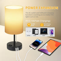 Bedside Table Lamps for Bedrooms Nightstand Lamp RGB Color Changing Bedside Lamp with 2 USB Charging Port and AC Outlet, 3 Way Dimmable Small Modern Lamp for Home Living Room Bedroom Party