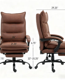 Luxurious Brown Leather Office Recliner Chair With Footrest