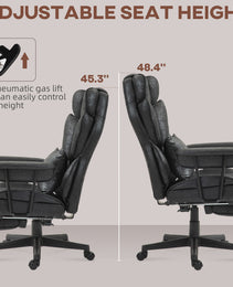 396lbs. Big and Tall Office Chair, Executive Office Chair with Footrest, Lumbar Support, and Reclining Function, Black