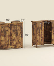 Bathroom Vanity Cabinet, Under Sink Bathroom Cabinet with 2 Doors and Adjustable Shelf, Rustic Brown
